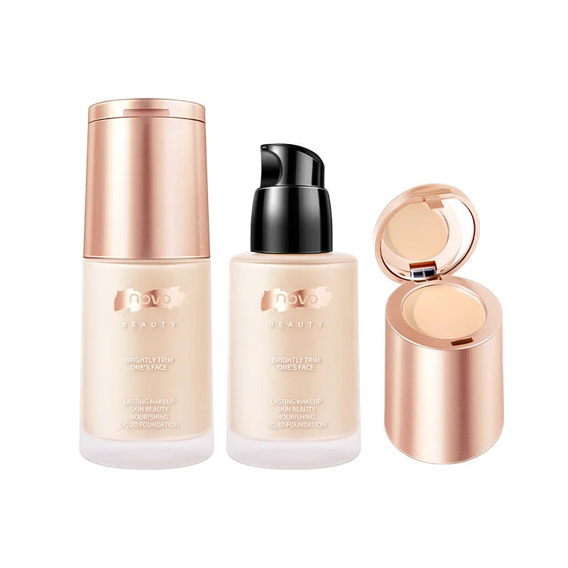 NOVO Professional new liquid foundation concealer cream 2 in 1 face base korean lasting makep 30ml private label