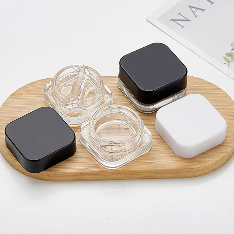 1PCS 9ml Glass Square Jar Makeup Eye Shadow Storage Cosmetic Container Skin Care Eye Cream Jars Lotion Pot Refillable Bottle